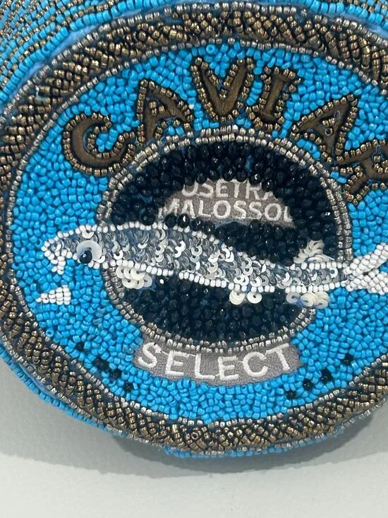Caviar Fish Beaded Bag Handcrafted in India Round Crossbody NWT Tik Tok Viral - Picture 2 of 4